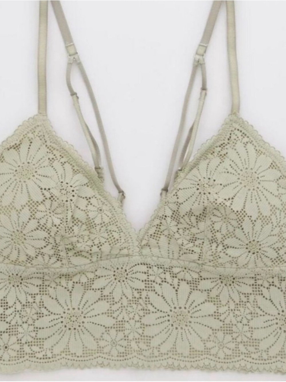 Aerie Lace Floral Bralette - Sage Green